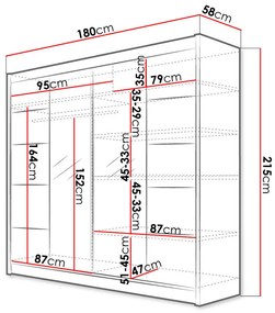 Šatníková skriňa Ramon V (biela + čierna). Vlastná spoľahlivá doprava až k Vám domov. 1121842