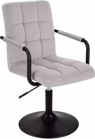 LuxuryForm DESIGN Otočná stolička VERONA BLACK VELUR na čiernom tanieri - svetlosivá