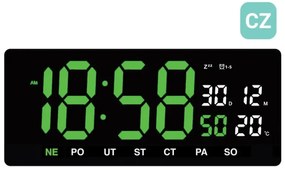 Veľké digitálne LED hodiny JVD DH3604.4 (36 cm) – teplomer, kalendár, české dni