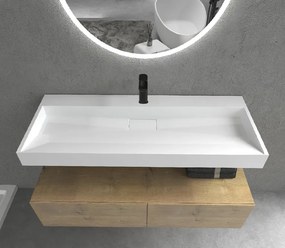 CERANO - Umývadlo z liateho mramoru Vita - nástenné aj na dosku - otvor pre batériu - biela matná - 120x46 cm, CER-CER-8050BD6941