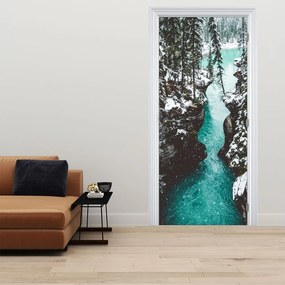 Fototapeta na dvere - Horská rieka v zime (95x205cm)