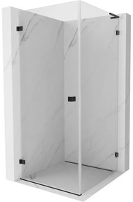Mexen Lunar-B L výklopný sprchový kút ľavý 90 x 90 cm, číre sklo, čierna matná, 832L-090-090-70-00-L