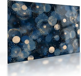 Sklenený obraz - Modro-zlaté krúžky (70x50 cm)