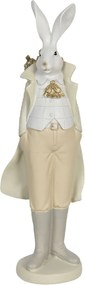 Dekoračná soška zajac vo fraku so zlatými mrkvami - 11*10*37 cm