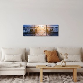 Obraz móla sa slnkom (s hodinami) (90x30 cm)