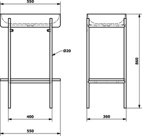 Sapho Sapho, PUNO podstavec s umývadlom 550x860x360mm, zlatá mat, SKA570-5-01