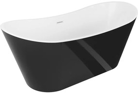 Mexen Montana, voľne stojaca vaňa 180 x 90 cm, biela-čierna, biely prepad, 52011809075-20