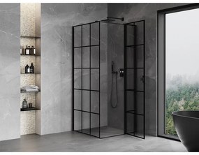 Mexen Mist T, sprchový kút s krídlovými dverami, pravý, 85 x 85 cm, 8mm číre sklo, čierny profil, 8A4T-085-085-70-77-P