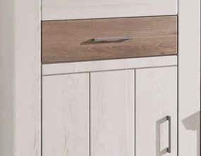 Vysoká vitrína Cruz, bielená pínia/šedý dub