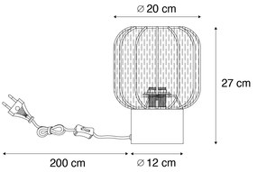 Japandi stolná lampa zlatá s béžovým tienidlom - Pluni