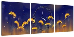 Obraz - Púpavy (s hodinami) (90x30 cm)