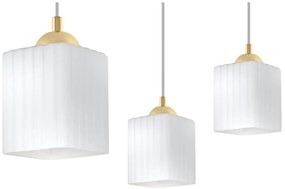 Závesné svietidlo Riffle Square, 1x biele sklenené tienidlo, g