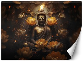 Gario Fototapeta Zlatý Budha a lotosové kvety Materiál: Vliesová, Rozmery: 200 x 140 cm