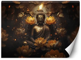 Gario Fototapeta Zlatý Budha a lotosové kvety Materiál: Vliesová, Rozmery: 200 x 140 cm