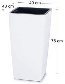 Vysoký plastový kvetináč DURS400 40 cm - biela