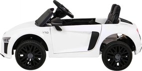 Ramiz Audi R8 na batérie pre deti Biela + diaľkové ovládanie + EVA + pomalý štart + MP3 LED