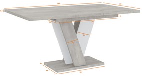 Jedálenský stôl Venag (svetlosivá + biela) (pre 4 až 6 osôb). Vlastná spoľahlivá doprava až k Vám domov. 1055270