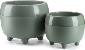 PLASTOVÝ KVETINÁČ BOTANICA SADA 2KS 30X24 CM+23X18,5 CM ZELENÁ