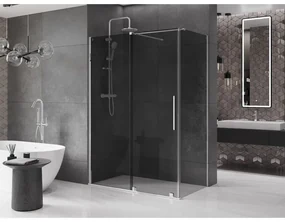 Mexen Velar, sprchový kút s posuvnými dverami 150 x 80 cm, 8mm šedé sklo, chrómová, 871-150-080-41-01