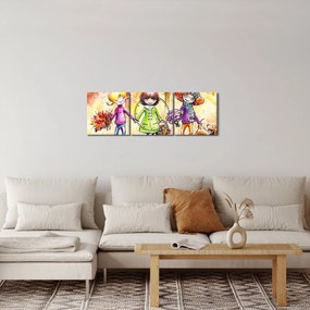 Obraz - Priateľstvo (s hodinami) (90x30 cm)
