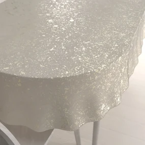 Biante Zamatový oválny obrus Isabela IBL-001 Gold Design krémový 140x200 cm