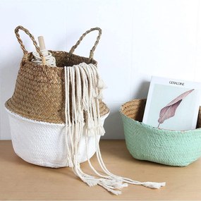 Tutumi Tutumi, prírodný kôš Boho 32x32x28 cm 381181B, hnedá-biela, HOM-06660