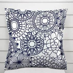 Biante Bavlnená obliečka na vankúš s lemom Sandra SA-274 Tmavo modré mandaly na bielom 30 x 50 cm