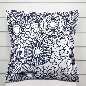 Biante Bavlnená obliečka na vankúš s lemom Sandra SA-274 Tmavo modré mandaly na bielom 60 x 60 cm