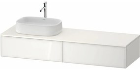 DURAVIT Zencha závesná skrinka pod umývadlo na dosku (umývadlo vľavo), 2 zásuvky, 1600 x 550 x 281 mm, biela/biela super matná, ZE4814L64840000