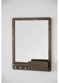 Nástenné zrkadlo s poličkou s dreveným rámom 45x60 cm Inverness - Rowico