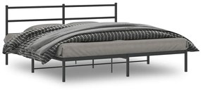 Kovový rám postele s čelom čierny 180x200 cm 355369