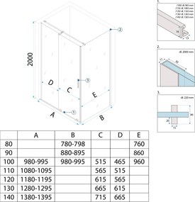 Rea Montana, sprchová kabína s posuvnými dverami 110x80cm, 6mm číre sklo, zlatý matný profil, KPL-K2513