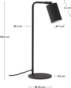 Čierna kovová stolová lampa (výška 49 cm) Manie – Kave Home