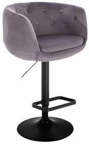 LuxuryForm DESIGN Barová stolička MONTANA VELUR na čiernom tanieri - šedá