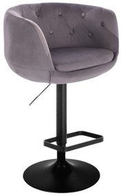 LuxuryForm Barová stolička MONTANA VELUR na čiernom tanieri - šedá