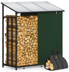 Prístrešok na palivové drevo CORINA, 198x163x70cm, antracitová/zelená Gardebruk