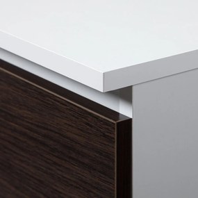 Rohový písací stôl B16 124 cm biely/wenge pravý