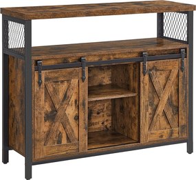 Príborník, Jedálenská skrinka, s posuvnými dvierkami, 33 x 100 x 80 cm, rustikálna hnedá
