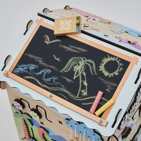 Drevený activity board domček s osvetlením – Dino