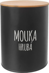 Orion Dóza na potraviny, plechová, čierna, s bambusovým vekom, 2,3l, MÚKA HRUBÁ