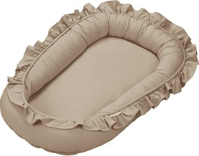 Hniezdo pre bábätko s volánom cappuccino 83x54cm