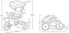 Lionelo - Detská trojkolka TRIS ružová/šedá