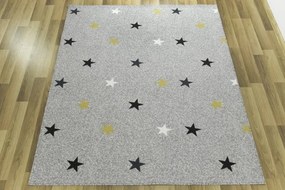 Detský metrážny koberec Stars 09 mix sivý