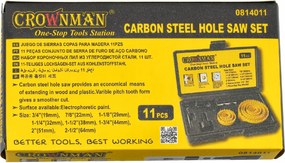 CROWNMAN Dierovacia píla na drevo s adaptérom Sada 11 ks + krabica