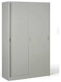Kovová skriňa s posuvnými dverami, 4 police, 1200 x 1990 x 450 mm, svetlo sivá