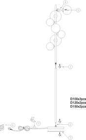 ONLI - Stojacia lampa PALOMA 7xG9/10W/230V čierna/dymová