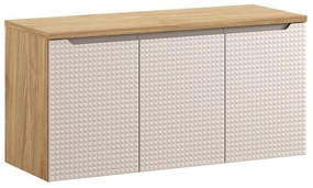 Závěsná skříňka pod umyvadlo Luxor Beige I s deskou 120 cm béžová/dub olejovaný