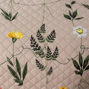 Prehoz na posteľ so vzorom HERBAR béžový Rozmer: 220 x 240 cm
