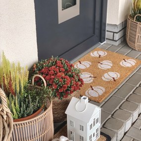 Rohožka Halloween biele tekvice 105676 – na von aj na doma, 45x75, biela, chodba / predsieň, Hanse Home