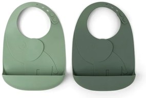 Done by Deer Set silikónových podbradníkov 2ks Peekaboo zelená